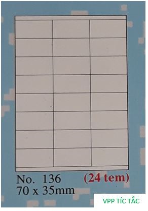 Nhãn TOMY (số 136 A4 - xấp/20 tờ)