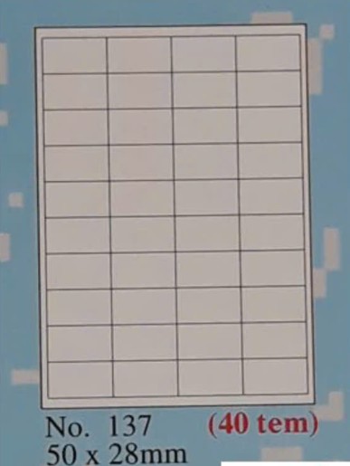 Nhãn TOMY (số 137 A4 - xấp/20 tờ)
