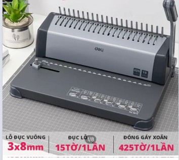 Máy đóng gáy xoắn lò xo Deli 3872 (21 lỗ chữ nhật)