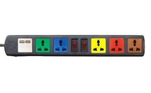 Ổ cắm 6D32NUSB có USB (Ổ điện Lioa 5 ổ dây 3m, 2 USB)