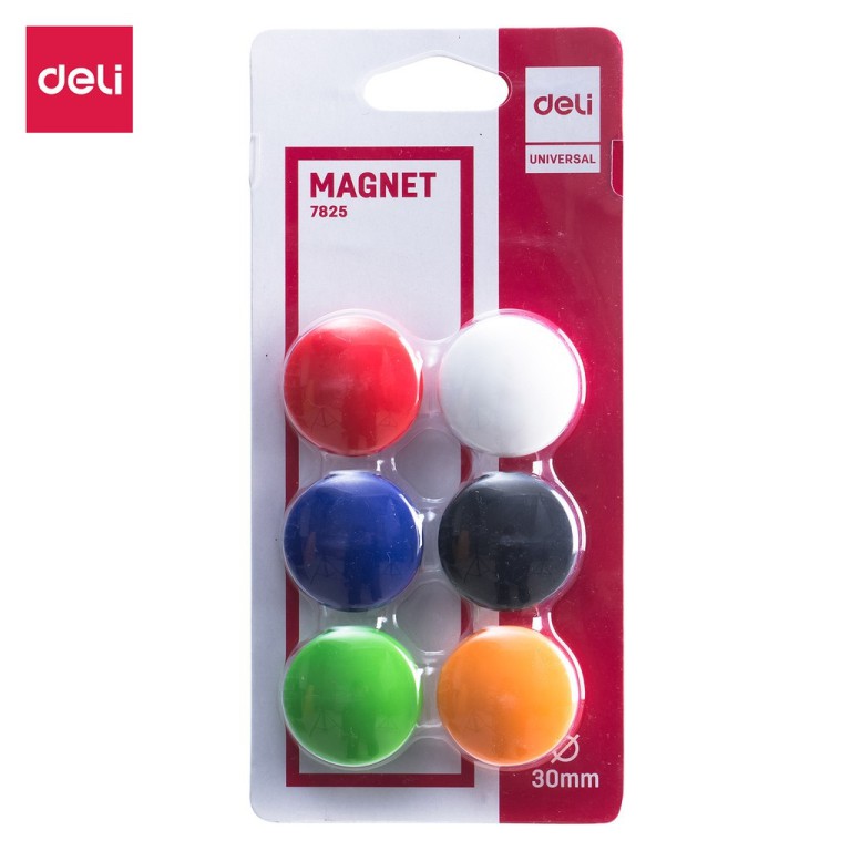 Nam châm (nam châm bảng 30mm Deli 7825 -vĩ 6 viên)