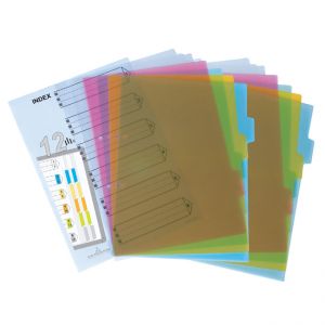 Bìa nhựa ngăn hồ sơ 12 tờ Plus (bìa phân trang 12 màu Plus)