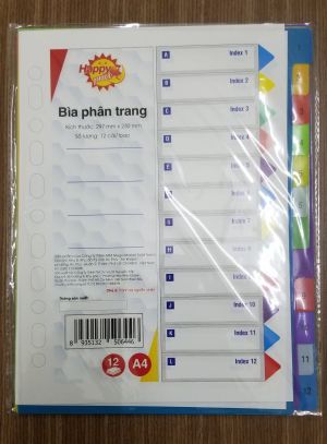 Bìa Phân trang nhựa 12 số (Happy Price)