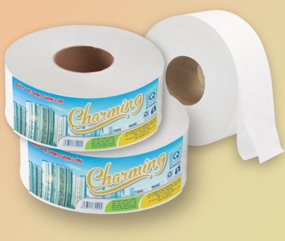 Giấy vệ sinh cuộn lớn 700gr (Charming- 3 lớp-xanh dương)