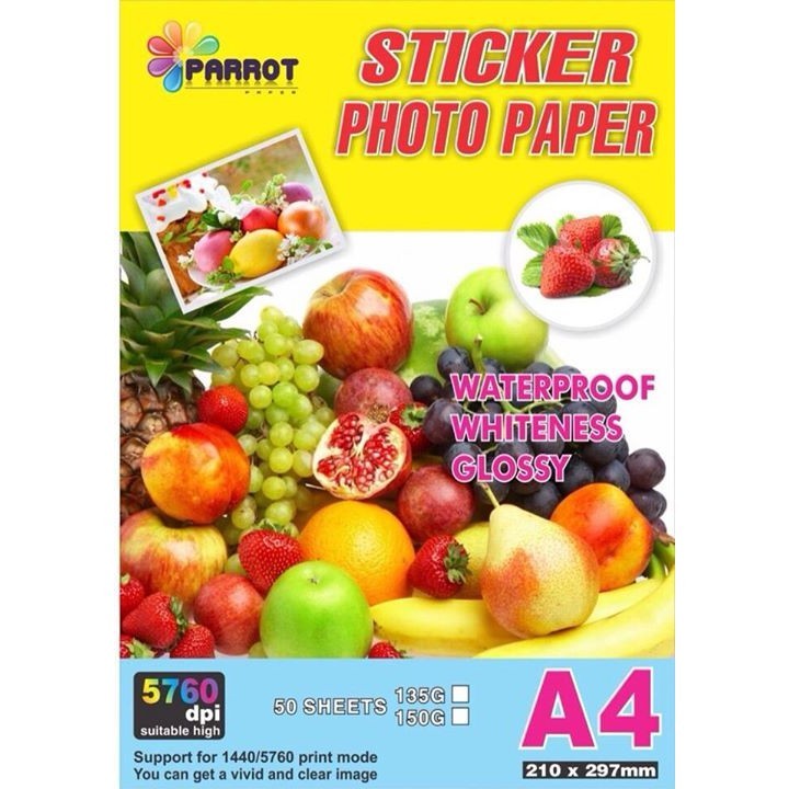 Giấy 135g A4 decal (Decal in ảnh A4, xấp=50 tờ)