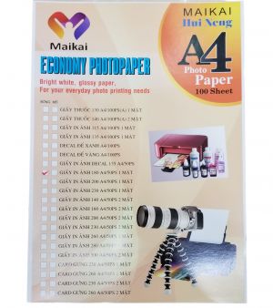 Giấy in dạng tờ A4 (in ảnh A4-1MB 180, 50 tờ/xấp)