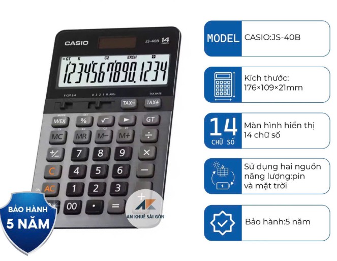 Máy tính (Casio JS-40B chính hãng, 14 số)