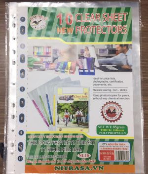 Bìa nilon đục lỗ dày (Nitrasa đặc biệt 10 tờ / xấp)