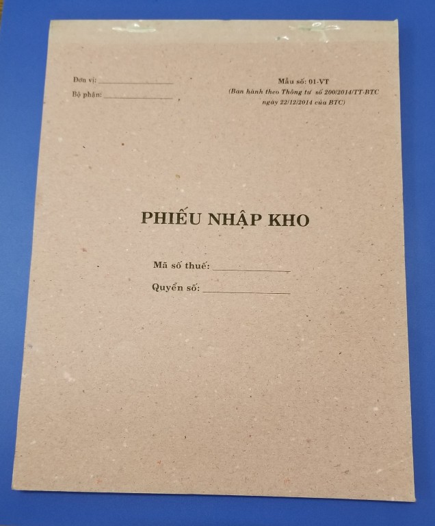 Phiếu nhập kho 1 liên (20x25 giấy tái sinh) 74 tờ